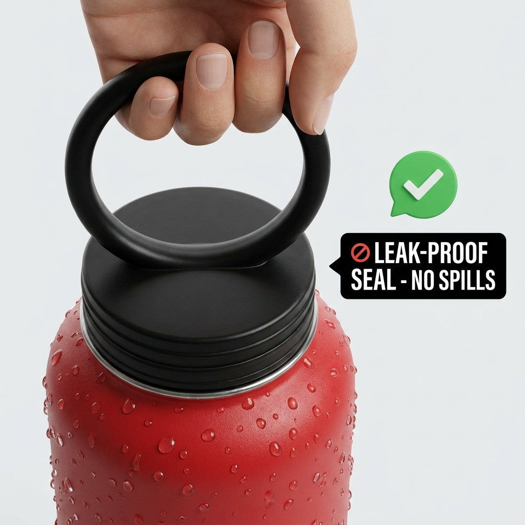 Vacuum Insulated Water Bottle with Phone Stand Lid – BPA Free Thermal Flask for Hot & Cold Drinks