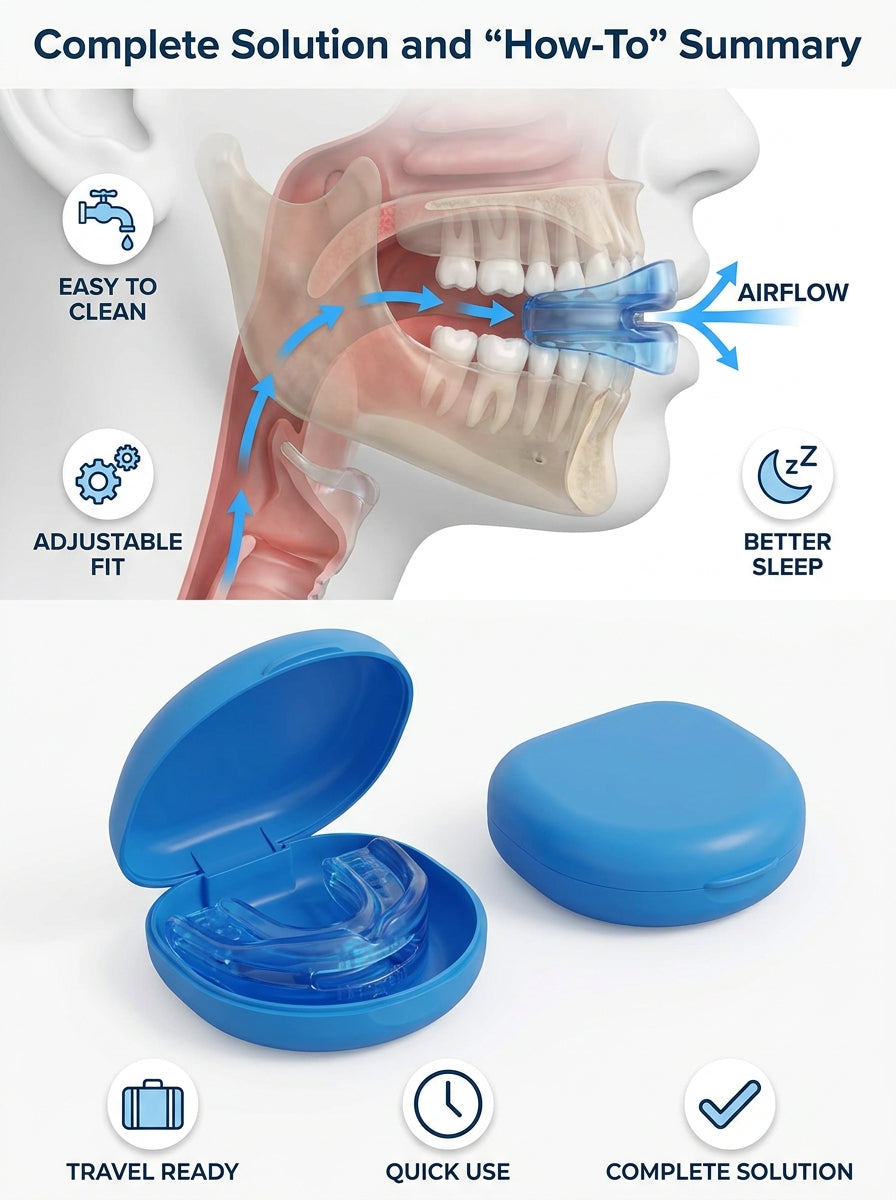 Anti-Snore Mouthpiece – Medical Grade Silicone Sleep Guard for Men & Women | Teeth Grinding Relief with Travel Case
