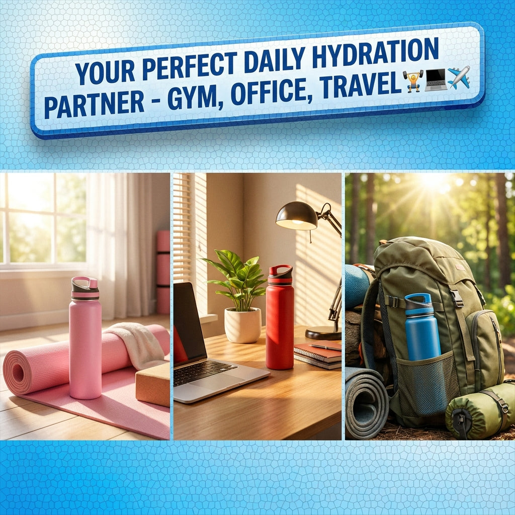 Vacuum Insulated Water Bottle with Phone Stand Lid – BPA Free Thermal Flask for Hot & Cold Drinks