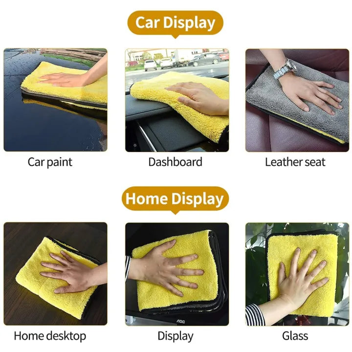 Double-Sided Microfiber Cleaning Cloth – Pack of 2 | Car, Kitchen & Home Use