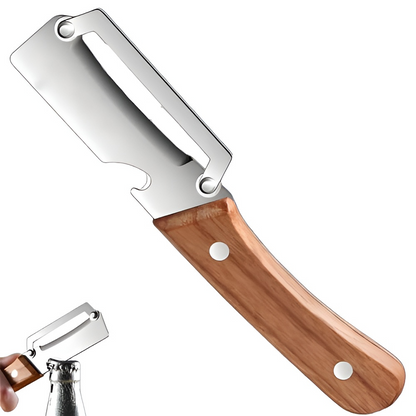 Multifunctional Vegetable & Fruit Peeler – Wooden Handle with Bottle Opener | Ergonomic Kitchen Tool