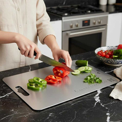 Stainless Steel Chopping Board – Extra-Thick Food-Grade Kitchen Cutting Board with Anti-Slip Base | 34x24cm
