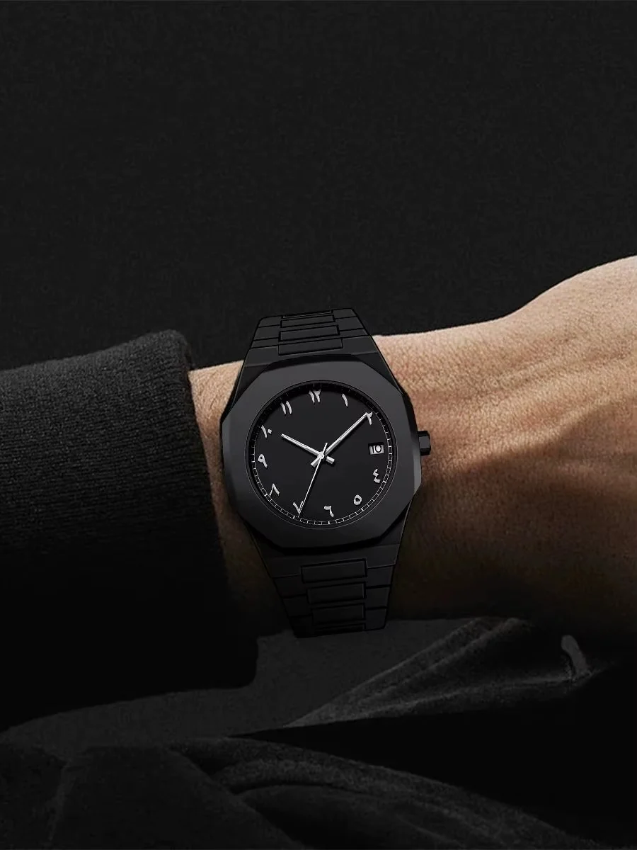 Premium All-Black Stainless Steel Arabic Watch – Minimalist Luxury Timepiece for Men