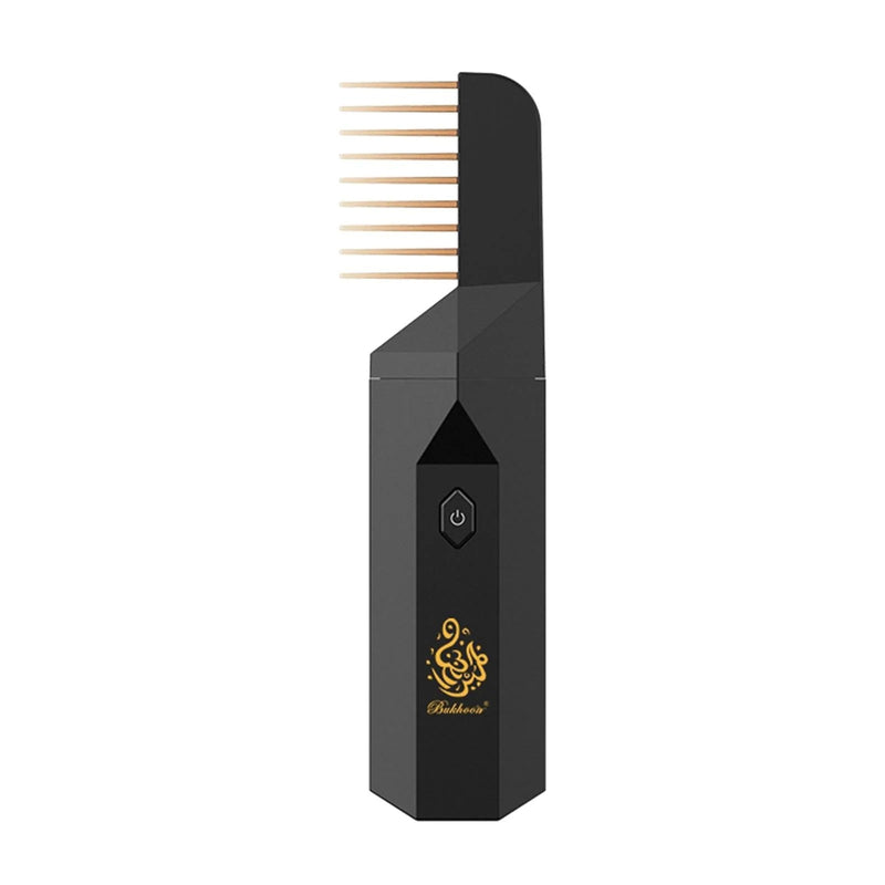Bishkoor Electric Hair Bakhoor Comb – 2-in-1 Portable Incense Burner & Hair Comb | Black & Gold | USB Rechargeable
