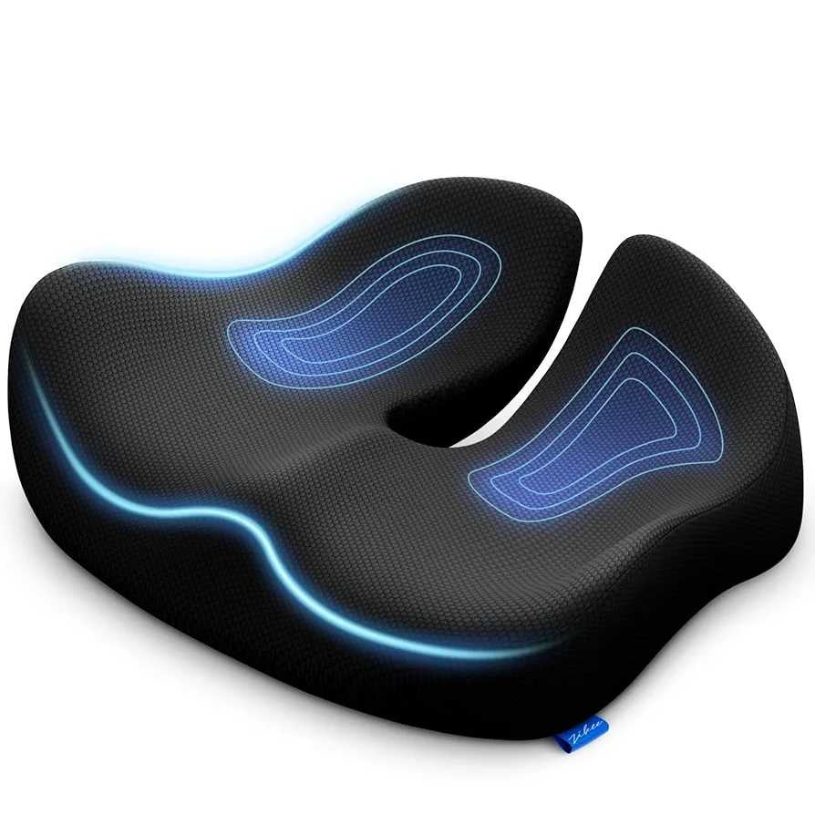 Ergonomic Memory Foam Seat Cushion – Orthopedic Coccyx & Lower Back Support for Office, Car & Home