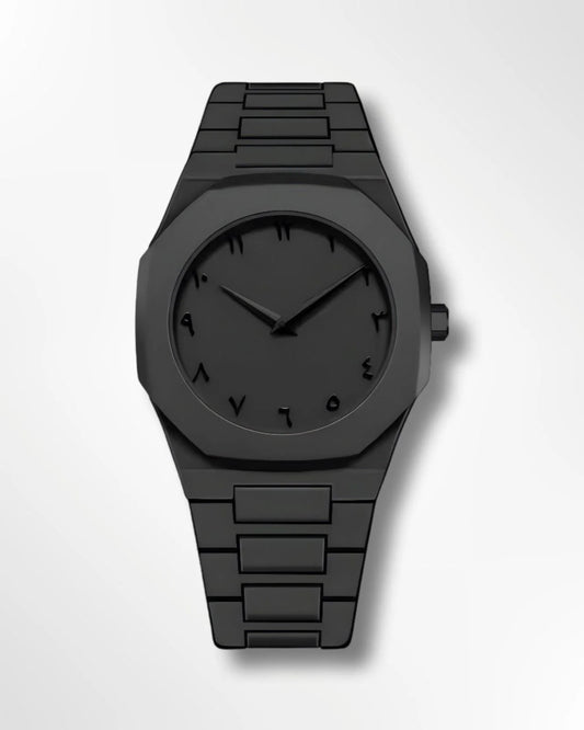 Premium All-Black Stainless Steel Arabic Watch – Minimalist Luxury Timepiece for Men
