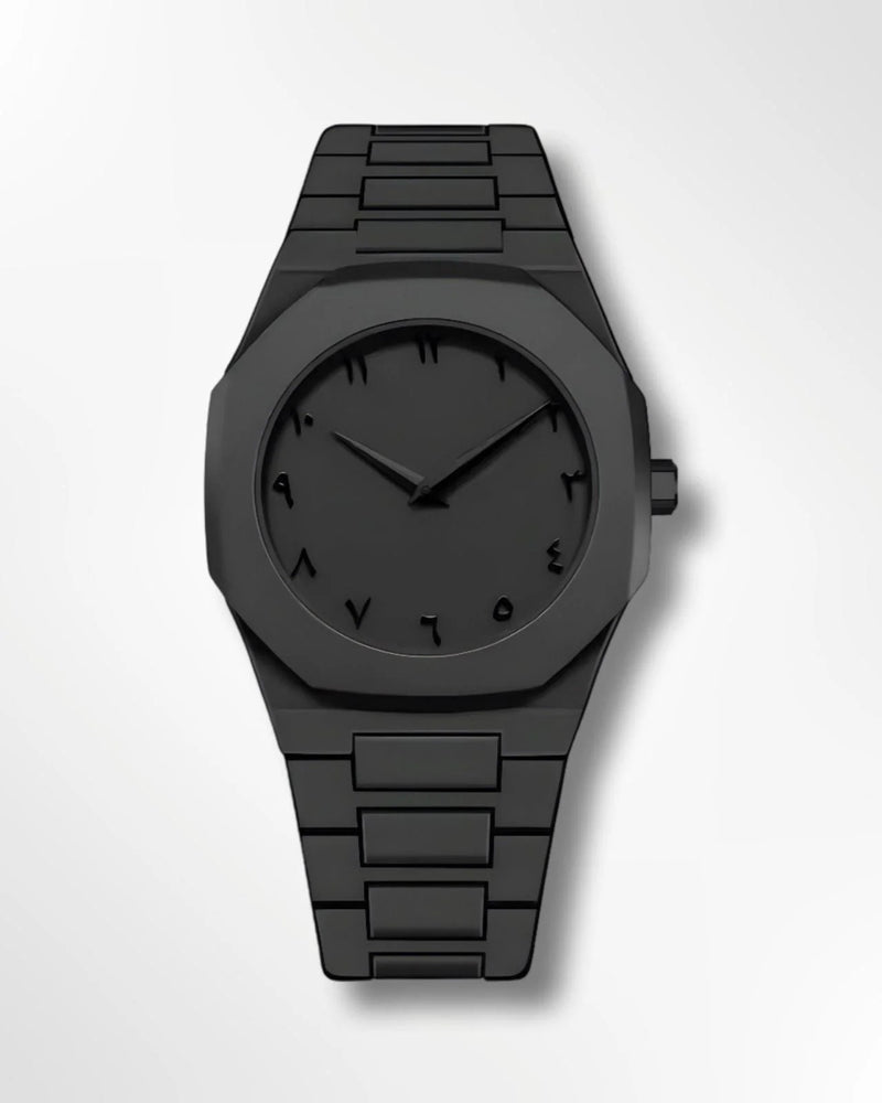Premium All-Black Stainless Steel Arabic Watch – Minimalist Luxury Timepiece for Men