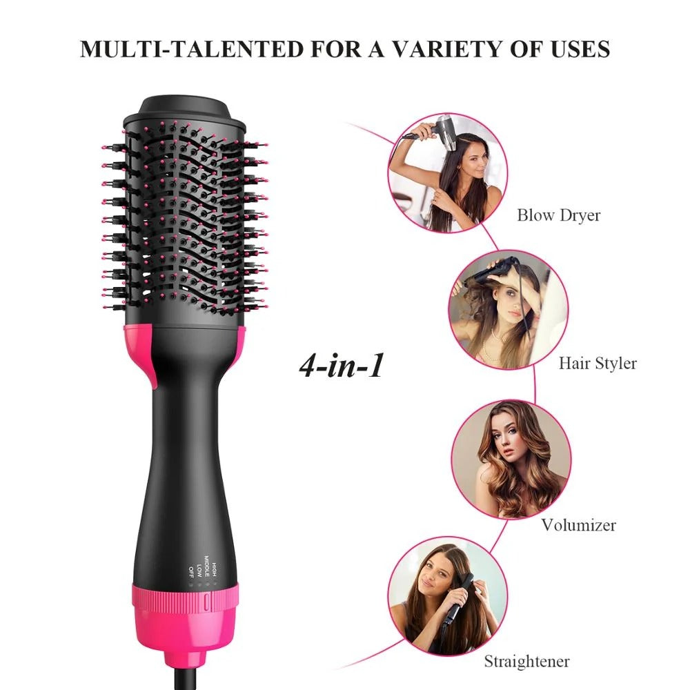 4-in-1 Hot Air Brush & Hair Volumizer – Ceramic Ionic Blow Dry Brush for Frizz-Free Blowout | All Hair Types