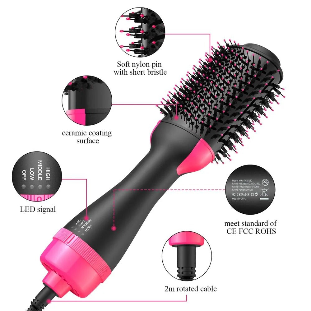 4-in-1 Hot Air Brush & Hair Volumizer – Ceramic Ionic Blow Dry Brush for Frizz-Free Blowout | All Hair Types