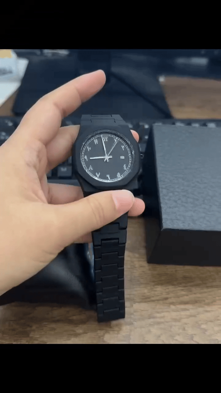 Premium All-Black Stainless Steel Arabic Watch – Minimalist Luxury Timepiece for Men