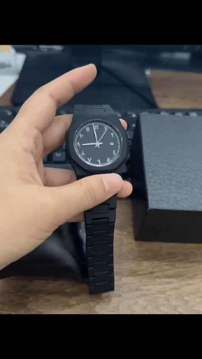 Premium All-Black Stainless Steel Arabic Watch – Minimalist Luxury Timepiece for Men