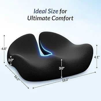 Ergonomic Memory Foam Seat Cushion – Orthopedic Coccyx & Lower Back Support for Office, Car & Home