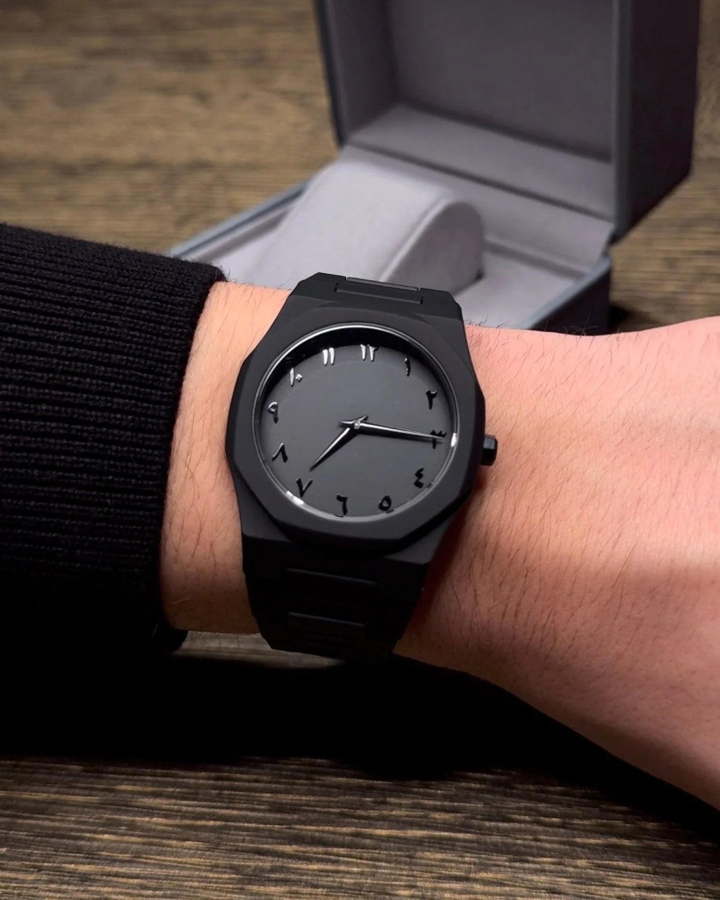 Premium All-Black Stainless Steel Arabic Watch – Minimalist Luxury Timepiece for Men