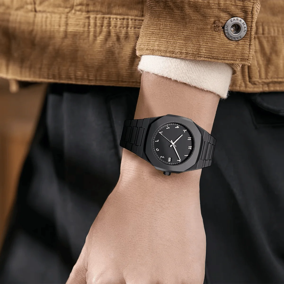 Premium All-Black Stainless Steel Arabic Watch – Minimalist Luxury Timepiece for Men