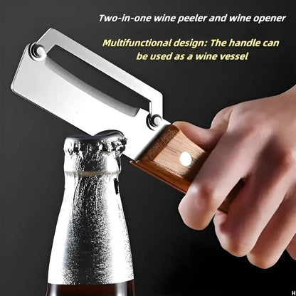 Multifunctional Vegetable & Fruit Peeler – Wooden Handle with Bottle Opener | Ergonomic Kitchen Tool
