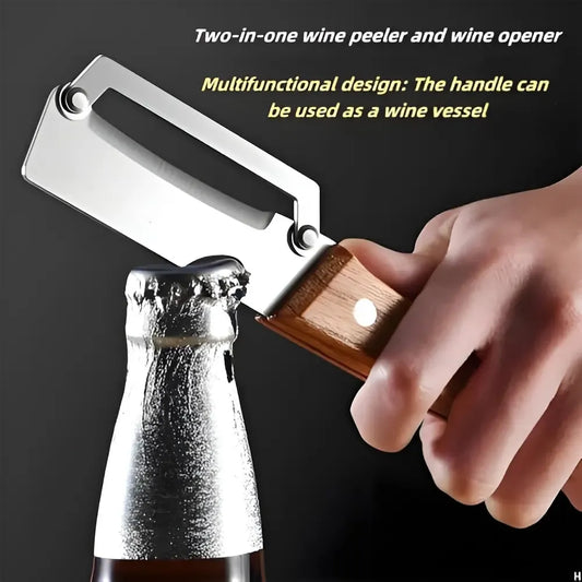Multifunctional Vegetable & Fruit Peeler – Wooden Handle with Bottle Opener | Ergonomic Kitchen Tool