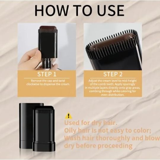 Instant Black Hair Coverage Stick – Waterproof Root Touch-Up Pen for Men & Women | Natural Finish | 20g