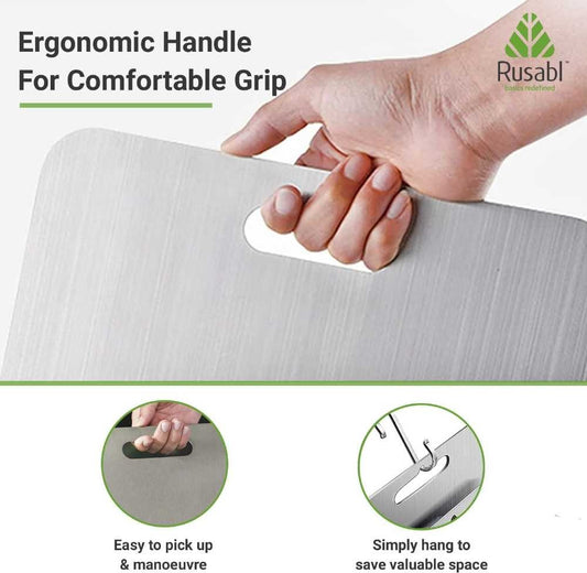Stainless Steel Chopping Board – Extra-Thick Food-Grade Kitchen Cutting Board with Anti-Slip Base | 34x24cm