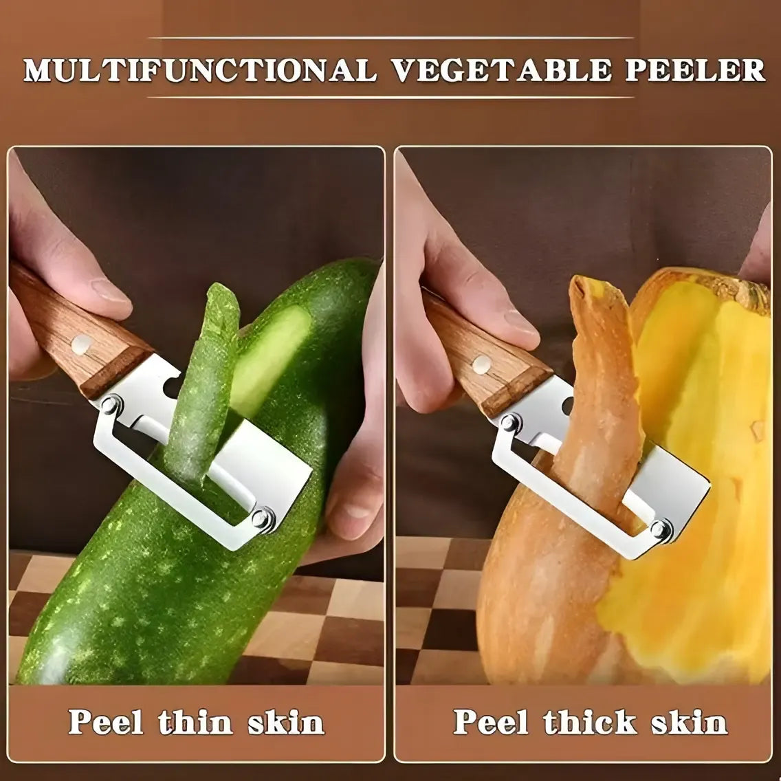 Multifunctional Vegetable & Fruit Peeler – Wooden Handle with Bottle Opener | Ergonomic Kitchen Tool