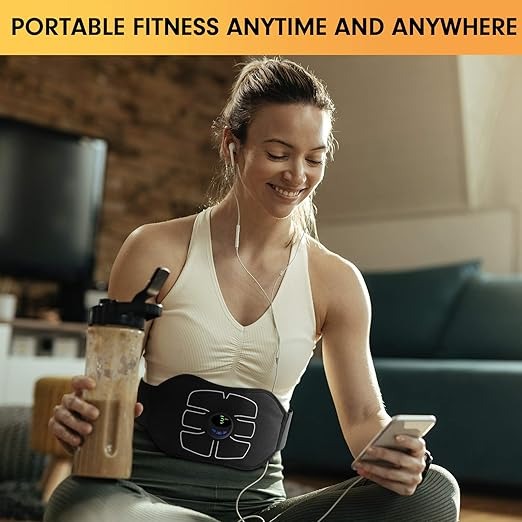 EMS Abdominal Toning Belt – ABS Stimulator with 6 Modes & 10 Levels | USB Rechargeable Core Trainer