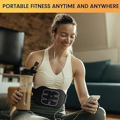 EMS Abdominal Toning Belt – ABS Stimulator with 6 Modes & 10 Levels | USB Rechargeable Core Trainer