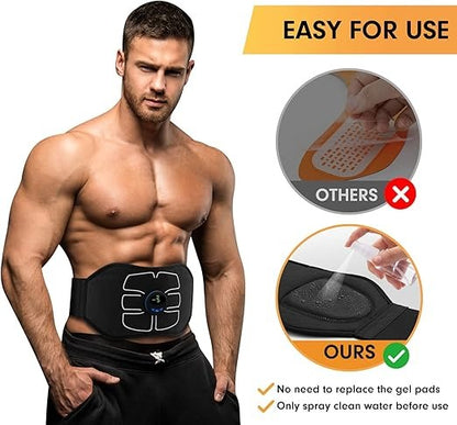 EMS Abdominal Toning Belt – ABS Stimulator with 6 Modes & 10 Levels | USB Rechargeable Core Trainer