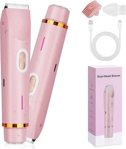 2-in-1 Electric Razor for Women – Waterproof Bikini Trimmer & Body Hair Remover | USB Rechargeable