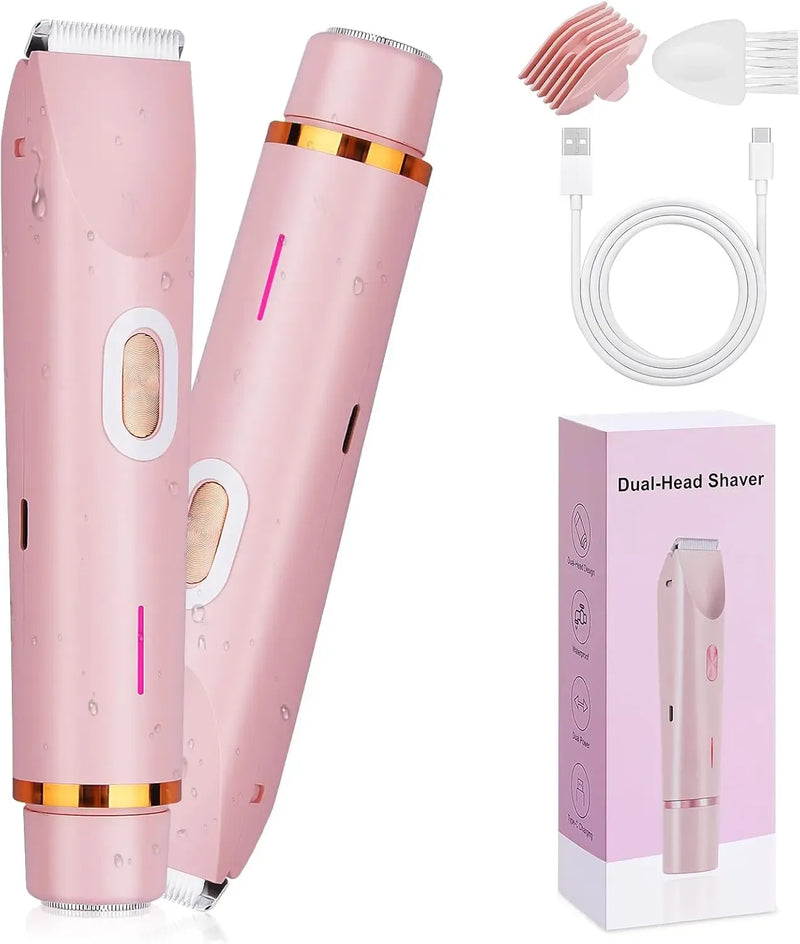 2-in-1 Electric Razor for Women – Waterproof Bikini Trimmer & Body Hair Remover | USB Rechargeable
